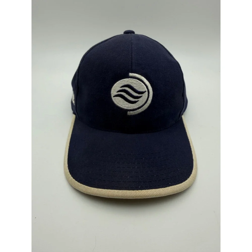Vintage Windex Drackett Professional Hat Navy Blue Cream Trim Adjustable Cap